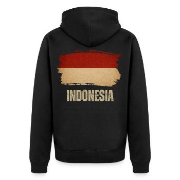 Drapeau du grunge indonésien, fier indonésien - Veste à capuche bio Premium Unisexe - noir - Dos - Nico (187cm)