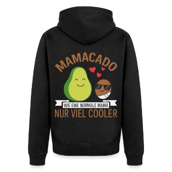 Future Mom MAMACADO MUCH COOLER Funny - Unisex Premium Organic Zip Hoodie - black - Back - Nico (187cm)