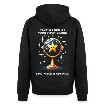 Regardez le meilleur score – changez quelque chose | Arcade - Veste à capuche bio Premium Unisexe - noir - Dos - Nico (187cm)