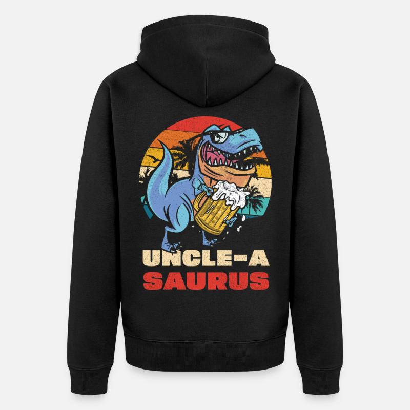 UncleASaurus Bierheld - Unisex Premium Bio Zip Hoodie - Schwarz
