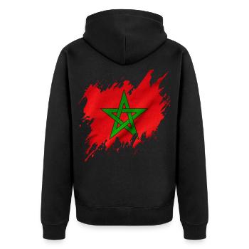 Flagge von Marokko im zerrissenen Stil - Unisex Premium Bio Zip Hoodie - Schwarz - Hinten - Nico (187cm)