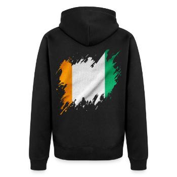 Ivory Coast flag in torn style - Unisex Premium Organic Zip Hoodie - black - Back - Nico (187cm)