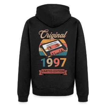 Original 1997 Limited Edition Geburtstag Geschenk - Unisex Premium Bio Zip Hoodie - Schwarz - Hinten - Nico (187cm)