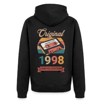 Original 1998 Limited Edition Geburtstag Geschenk - Unisex Premium Bio Zip Hoodie - Schwarz - Hinten - Nico (187cm)