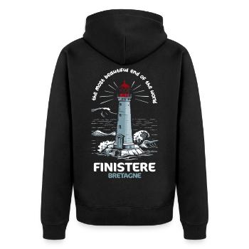 Finistère Beauté de la région BZH Bretagne - Veste à capuche bio Premium Unisexe - noir - Dos - Nico (187cm)