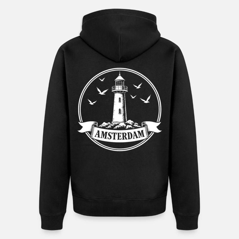 Phare d’Amsterdam Maritimes - Veste à capuche bio Premium Unisexe - noir