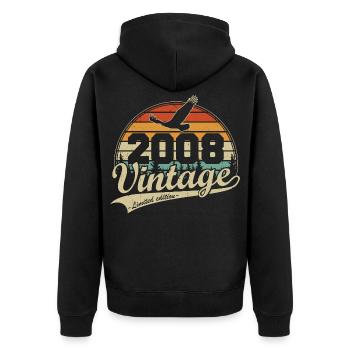 Vintage 2008 Vintage Rétro Cadeau d’anniversaire - Veste à capuche bio Premium Unisexe - noir - Dos - Nico (187cm)