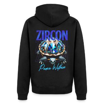 Geburtsstein Zirkon Dezember - Unisex Premium Bio Zip Hoodie - Schwarz - Hinten - Nico (187cm)