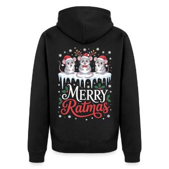 T-shirt de Noël Merry Ratmas avec des rats - Veste à capuche bio Premium Unisexe - noir - Dos - Nico (187cm)