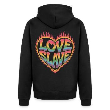 Love Design im 70s Look - Liebe im Retro Stil - Unisex Premium Bio Zip Hoodie - Schwarz - Hinten - Nico (187cm)