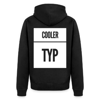 Cooler Typ Lustiger Spruch - Unisex Premium Bio Zip Hoodie - Schwarz - Hinten - Nico (187cm)