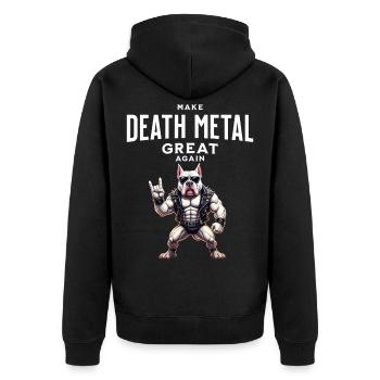 Make Death Metal Great Again Bull Terrier Design - Unisex Premium Organic Zip Hoodie - black - Back - Nico (187cm)