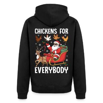 Chickens for Everybody - Unisex Premium Organic Zip Hoodie - black - Back - Nico (187cm)