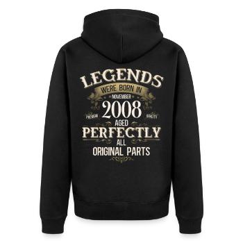 18ème Anniversaire Légende Novembre Millésime 2008 - Veste à capuche bio Premium Unisexe - noir - Dos - Nico (187cm)