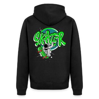 Skateboard Astronaut - Unisex Premium Organic Zip Hoodie - black - Back - Nico (187cm)