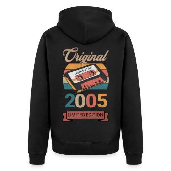 Original 2005 Limited Edition Geburtstag Geschenk - Unisex Premium Bio Zip Hoodie - Schwarz - Hinten - Nico (187cm)