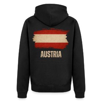 Drapeau grunge autrichien, fierté autrichienne - Veste à capuche bio Premium Unisexe - noir - Dos - Nico (187cm)