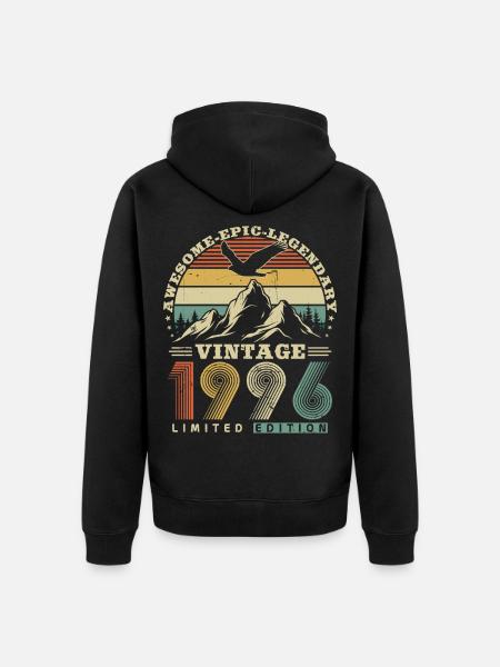 1996 Vintage Vintage Birthday Retro Gift - Unisex Premium Organic Zip Hoodie - black