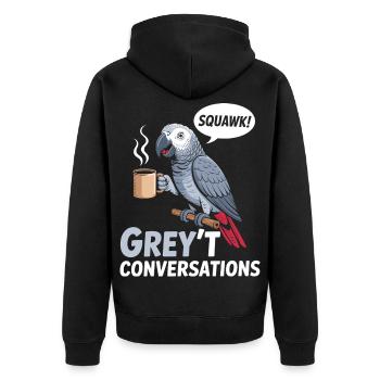 Afrikanischer Grauer Papagei Vogel Humor - Unisex Premium Bio Zip Hoodie - Schwarz - Hinten - Nico (187cm)