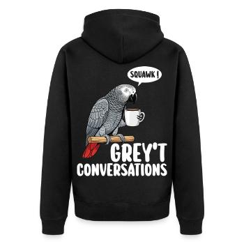 Afrikanischer Grauer Papagei Vogel Humor - Unisex Premium Bio Zip Hoodie - Schwarz - Hinten - Nico (187cm)
