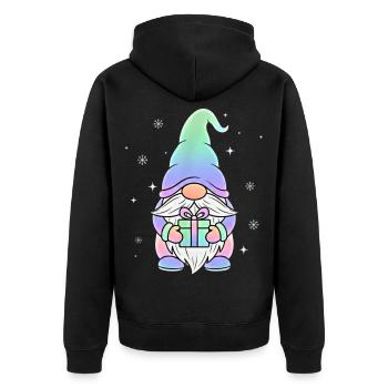 Weihnachts Gnom Pastell Farbverlauf - Unisex Premium Bio Zip Hoodie - Schwarz - Hinten - Nico (187cm)