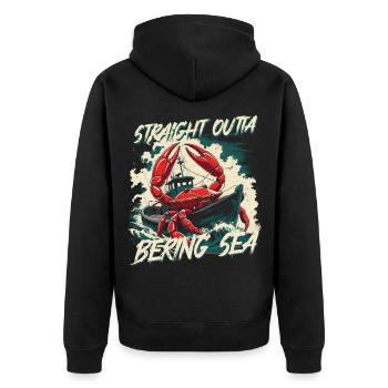 Alaska King Crab Straight Outta Bering Sea - Unisex Premium Organic Zip Hoodie - black - Back - Nico (187cm)