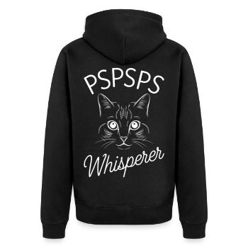 Cat Whisperer PSPSPS - Unisex Premium Organic Zip Hoodie - black - Back - Nico (187cm)
