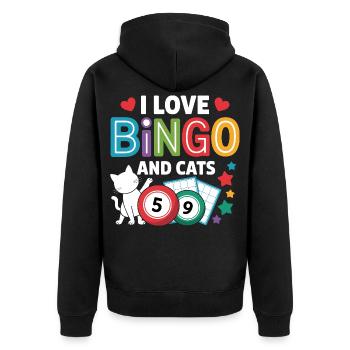 I Love Bingo And Cats - Unisex Premium Organic Zip Hoodie - black - Back - Nico (187cm)