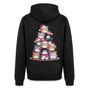 Cats Christmas Tree – Funny Xmas Cat - Unisex Premium Organic Zip Hoodie - black - Back - Nico (187cm)