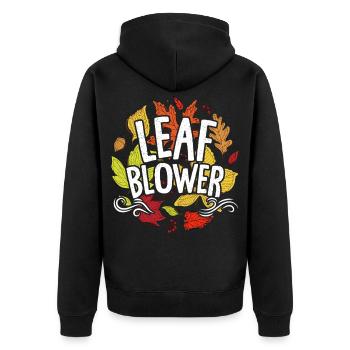 Funny Leaf Blower Fall Costume Couple Matching - Unisex Premium Organic Zip Hoodie - black - Back - Nico (187cm)