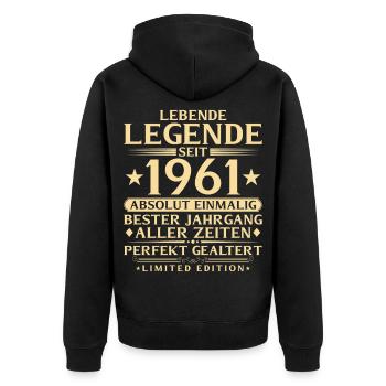 1961 Year of Construction Legend 65th Birthday Gift - Unisex Premium Organic Zip Hoodie - black - Back - Nico (187cm)