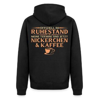 Ruhestand Nickerchen und Kaffee - Rentner - Unisex Premium Bio Zip Hoodie - Schwarz - Hinten - Nico (187cm)