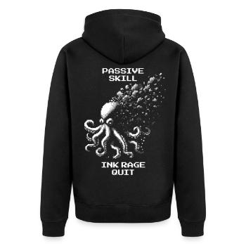Ink Freak Out | Passive Ability Octopus Humor - Unisex Premium Organic Zip Hoodie - black - Back - Nico (187cm)