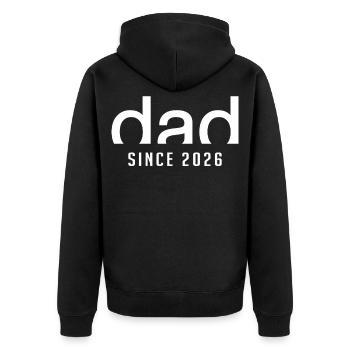 Papa Seit 2026 | Stolzer Erst-Vater Geschenk - Unisex Premium Bio Zip Hoodie - Schwarz - Hinten - Nico (187cm)