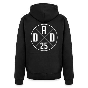 Befördert zum Papa 2025 | Vater Ankündigung - Unisex Premium Bio Zip Hoodie - Schwarz - Hinten - Nico (187cm)