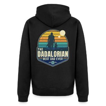 The Dadalorian Mando - Sunset BV- Best Dad - Badge - Unisex Premium Organic Zip Hoodie - black - Back - Nico (187cm)
