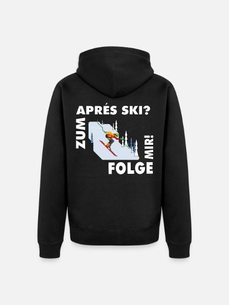 For après-ski? Follow me! – Hüttengaudi Spruch - Unisex Premium Organic Zip Hoodie - black
