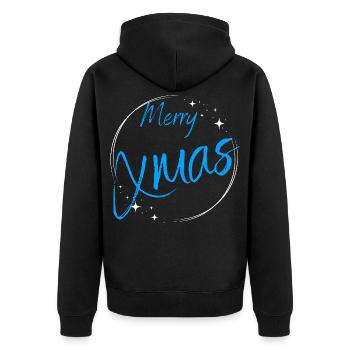 Merry Xmas Script Circle - Unisex Premium Organic Zip Hoodie - black - Back - Nico (187cm)