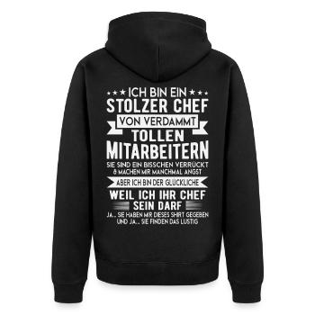 Stolzer Chef Mitarbeiter Spruch Shirt - Unisex Premium Organic Zip Hoodie - black - Back - Nico (187cm)
