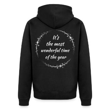 Wunderbarstes Zeitornament - Unisex Premium Bio Zip Hoodie - Schwarz - Hinten - Nico (187cm)