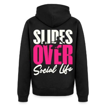 Slips Over The Social Life Of Soccer Girls - Unisex Premium Organic Zip Hoodie - black - Back - Nico (187cm)