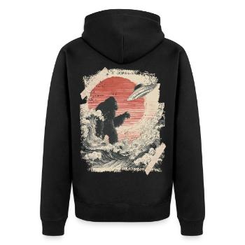 Bigfoot Cryptid Design Mythical Creature Ufo - Unisex Premium Organic Zip Hoodie - black - Back - Nico (187cm)