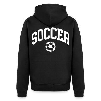Soccer - Unisex Premium Bio Zip Hoodie - Schwarz - Hinten - Nico (187cm)