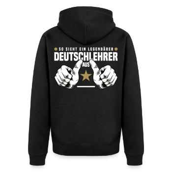 German Teacher - Unisex Premium Organic Zip Hoodie - black - Back - Nico (187cm)