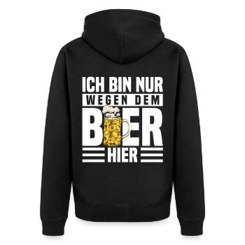 Je suis là juste pour la bière - Veste à capuche bio Premium Unisexe - noir - Dos - Nico (187cm)