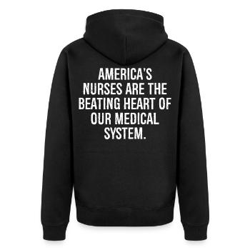 Amerikas Krankenschwestern sind das schlagende Herz unserer - Unisex Premium Bio Zip Hoodie - Schwarz - Hinten - Nico (187cm)