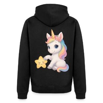 Fille arc-en-ciel Licorne Licorne - Veste à capuche bio Premium Unisexe - noir - Dos - Nico (187cm)