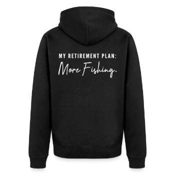 Mein Rentenplan: Mehr Angeln! Ruhestand Geschenk - Unisex Premium Bio Zip Hoodie - Schwarz - Hinten - Nico (187cm)