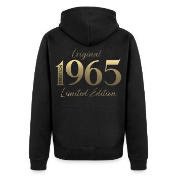 60. Geburtstag Original November Jahrgang 1965  - Unisex Premium Bio Zip Hoodie - Schwarz - Hinten - Nico (187cm)