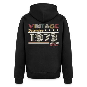 December 1973 Gift - Unisex Premium Organic Zip Hoodie - black - Back - Nico (187cm)